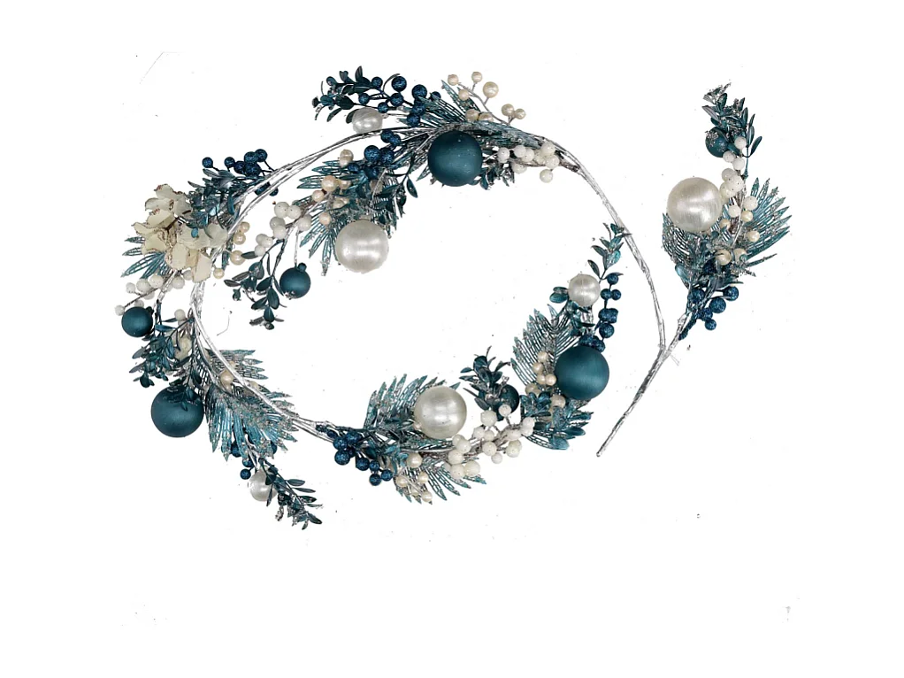 Festone plastica sfere bianco e blu cm 125