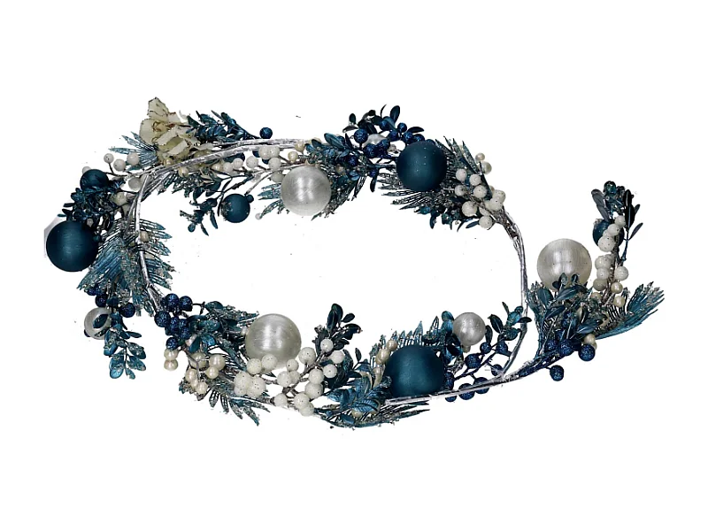 Festone plastica sfere bianco e blu cm 125