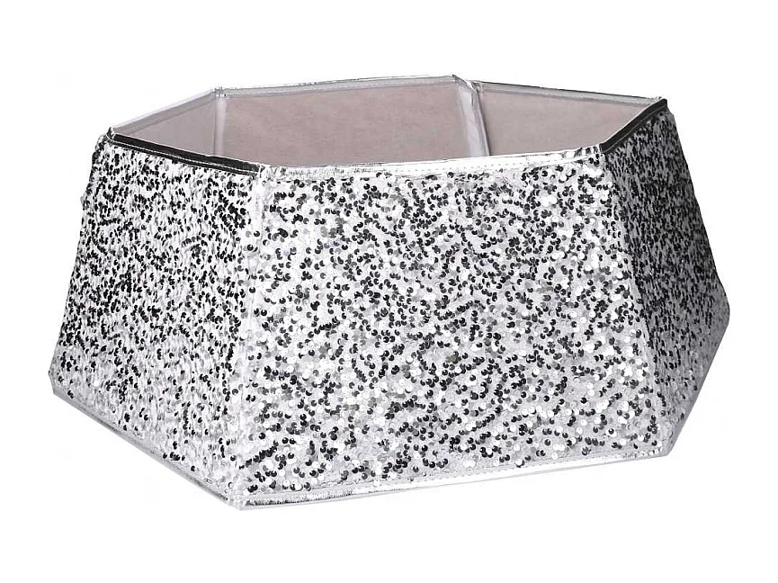 Copribase albero tessuto pieghevole argento double face esagonale cm ø68h25