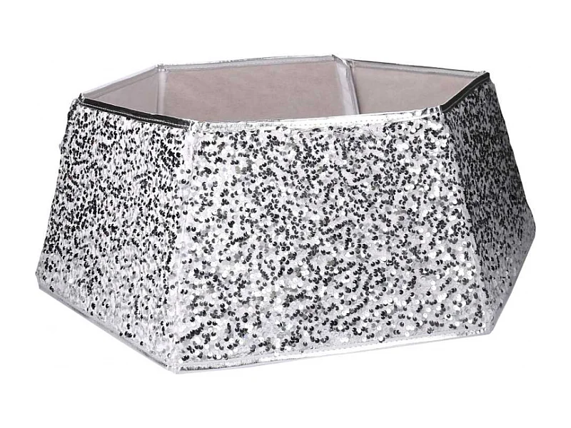 Copribase albero tessuto pieghevole argento double face esagonale cm ø68h25