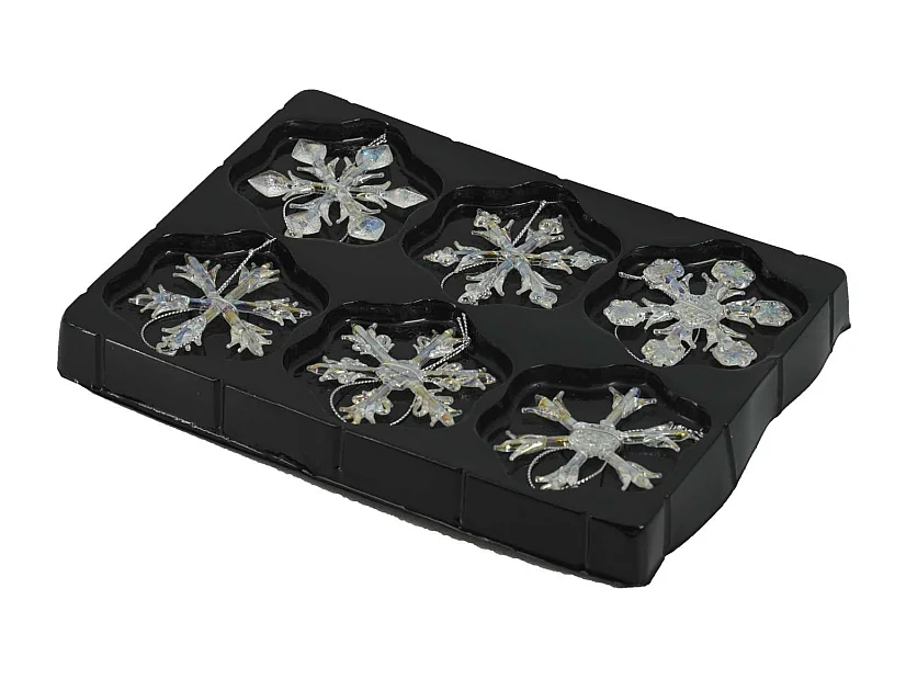 Fiocco di neve vetro confezione 6pz argento cm 23,2x17,2h2,5