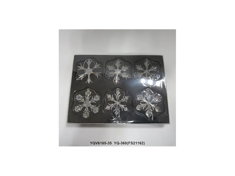 Fiocco di neve vetro confezione 6pz argento cm 23,2x17,2h2,5