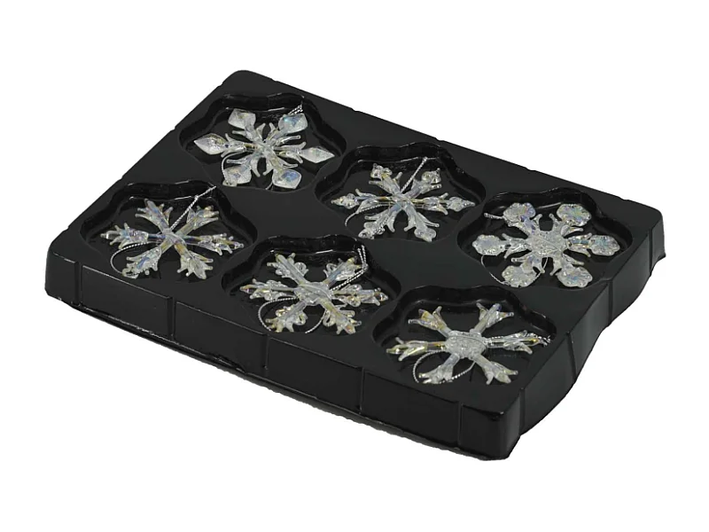 Fiocco di neve vetro confezione 6pz argento cm 23,2x17,2h2,5