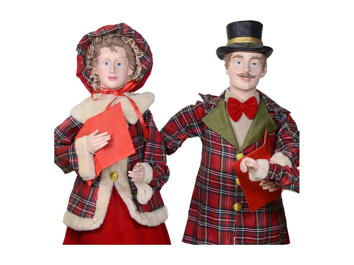 Famiglia cantori tessuto rosso scozzeseset 4pz cm 34x22h95