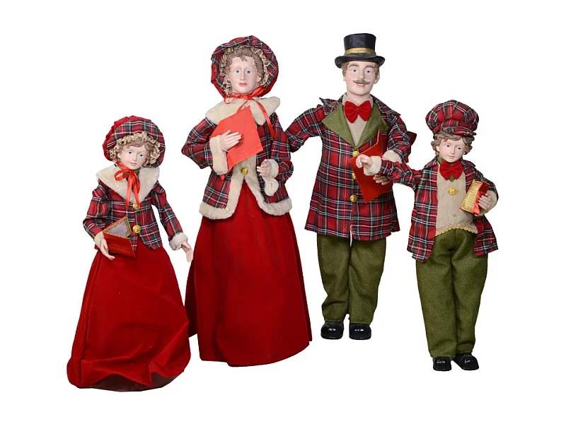 Famiglia cantori tessuto rosso scozzeseset 4pz cm 34x22h95