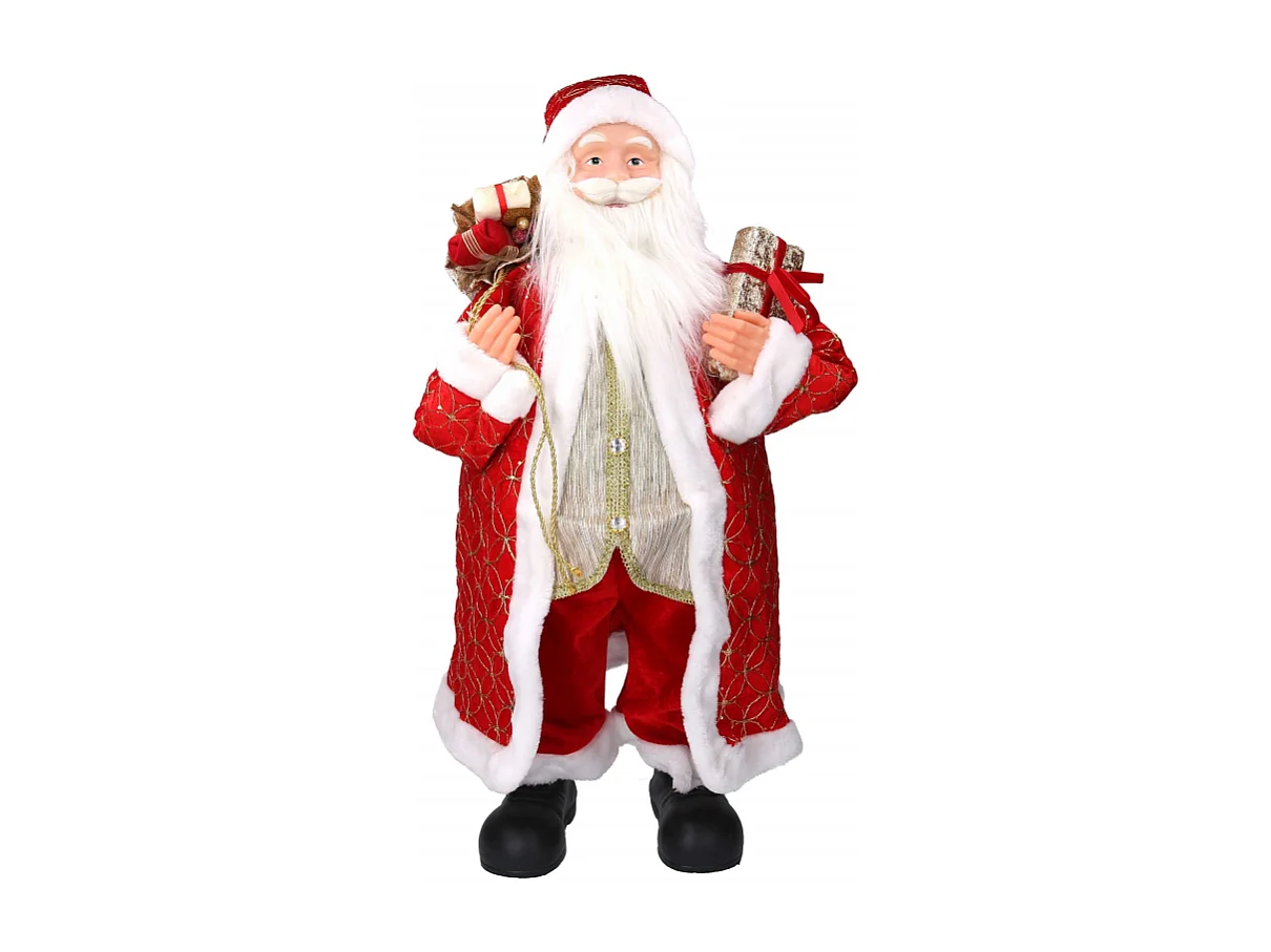 Babbo natale tessuto rosso e oro con regali cmh80