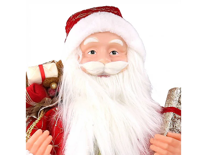 Babbo natale tessuto rosso e oro con regali cmh80