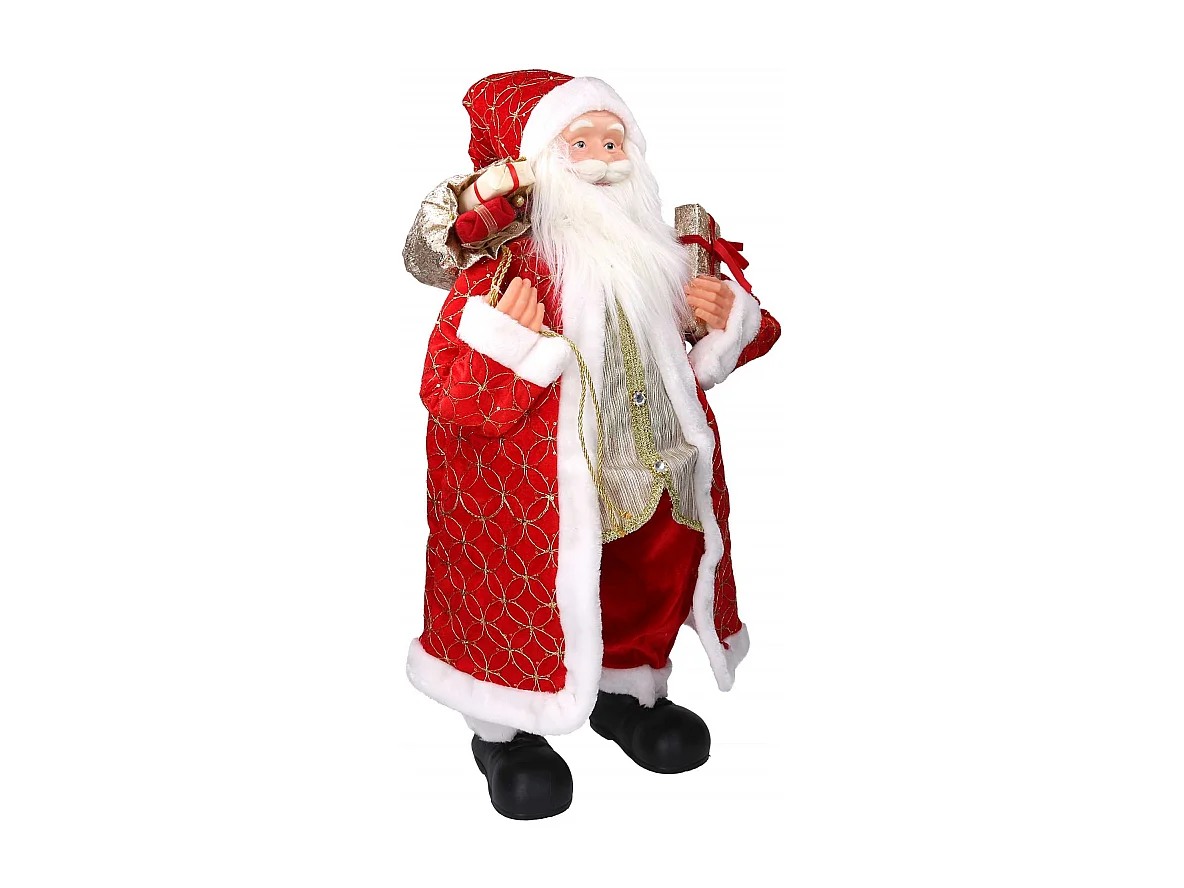 Babbo natale tessuto rosso e oro con regali cmh80