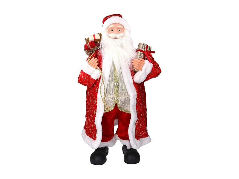 Babbo natale tessuto rosso e oro con regali cmh80