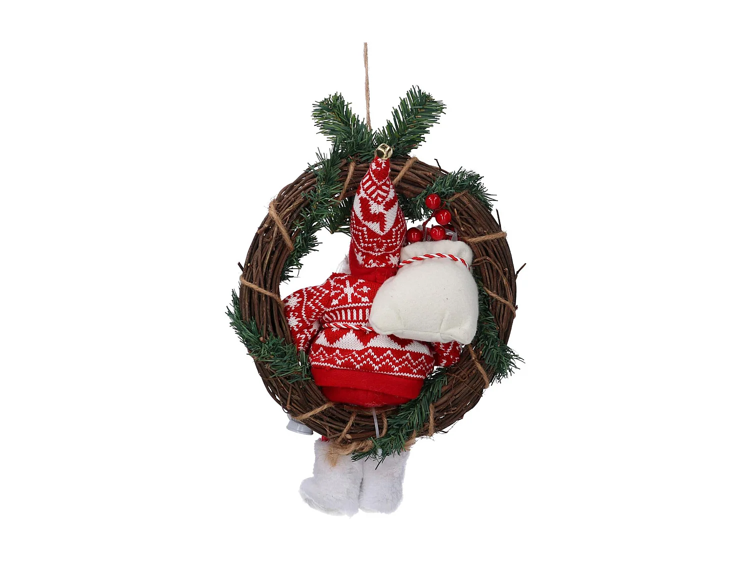 Babbo natale tessuto su ghirlanda rossocmø35