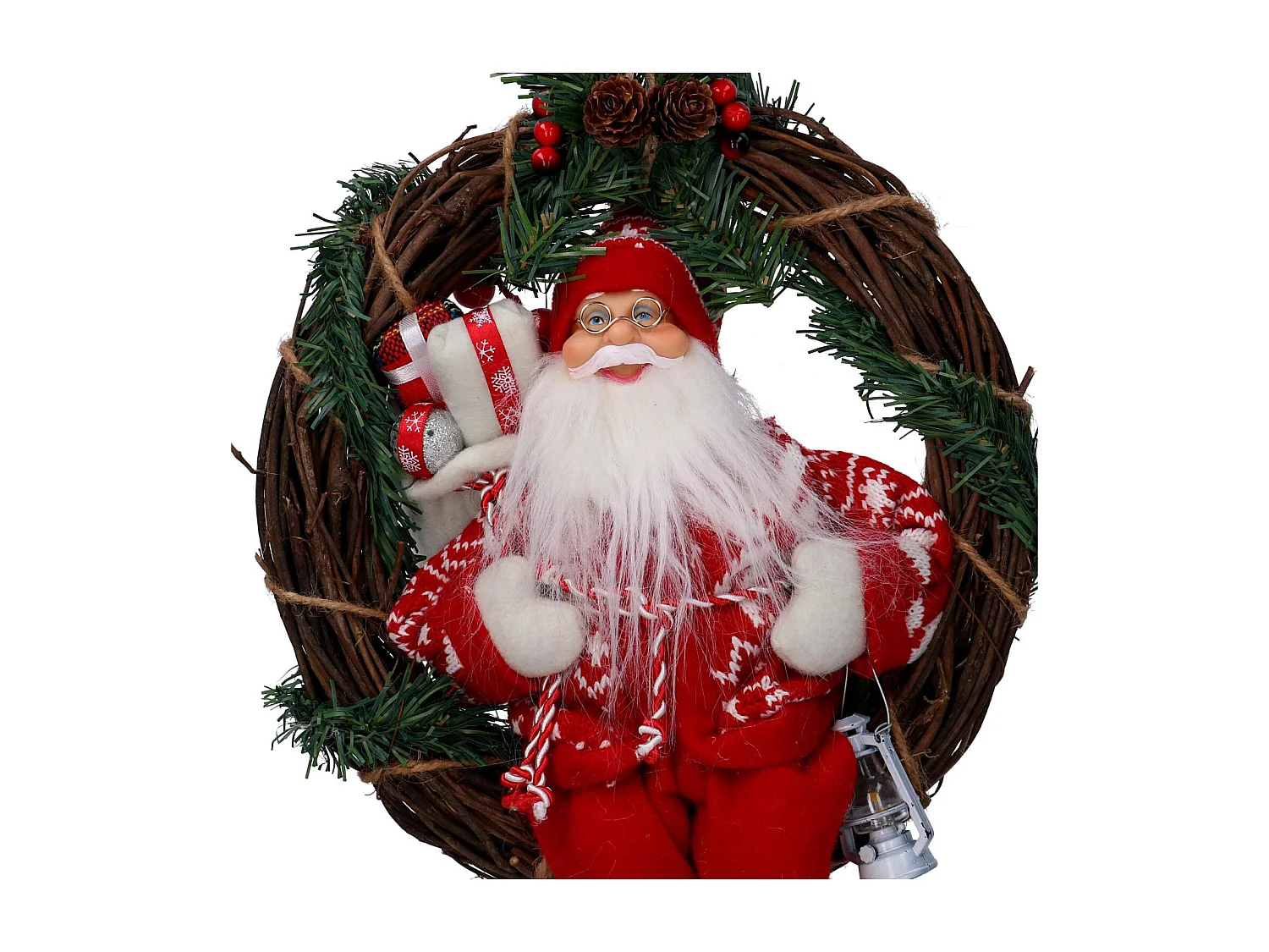 Babbo natale tessuto su ghirlanda rossocmø35