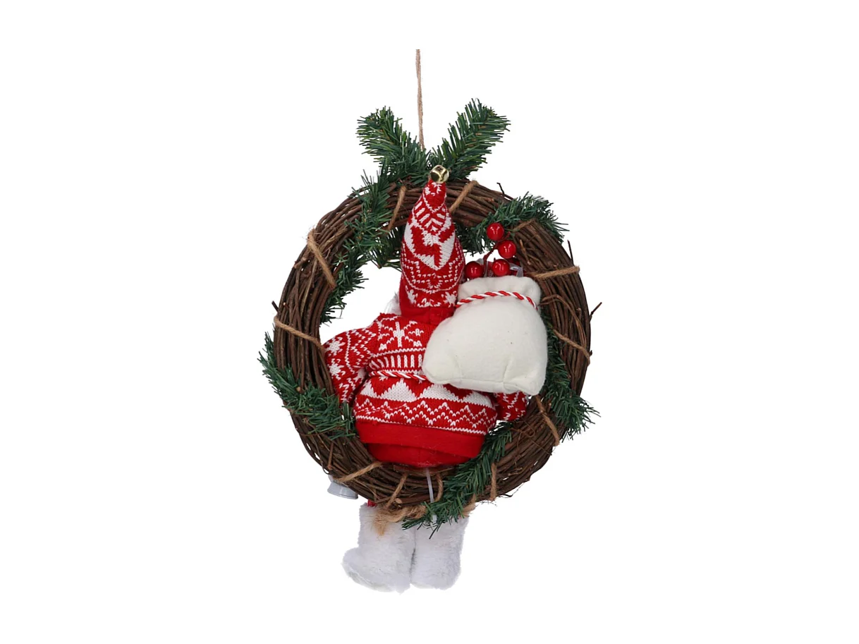 Babbo natale tessuto su ghirlanda rossocmø35