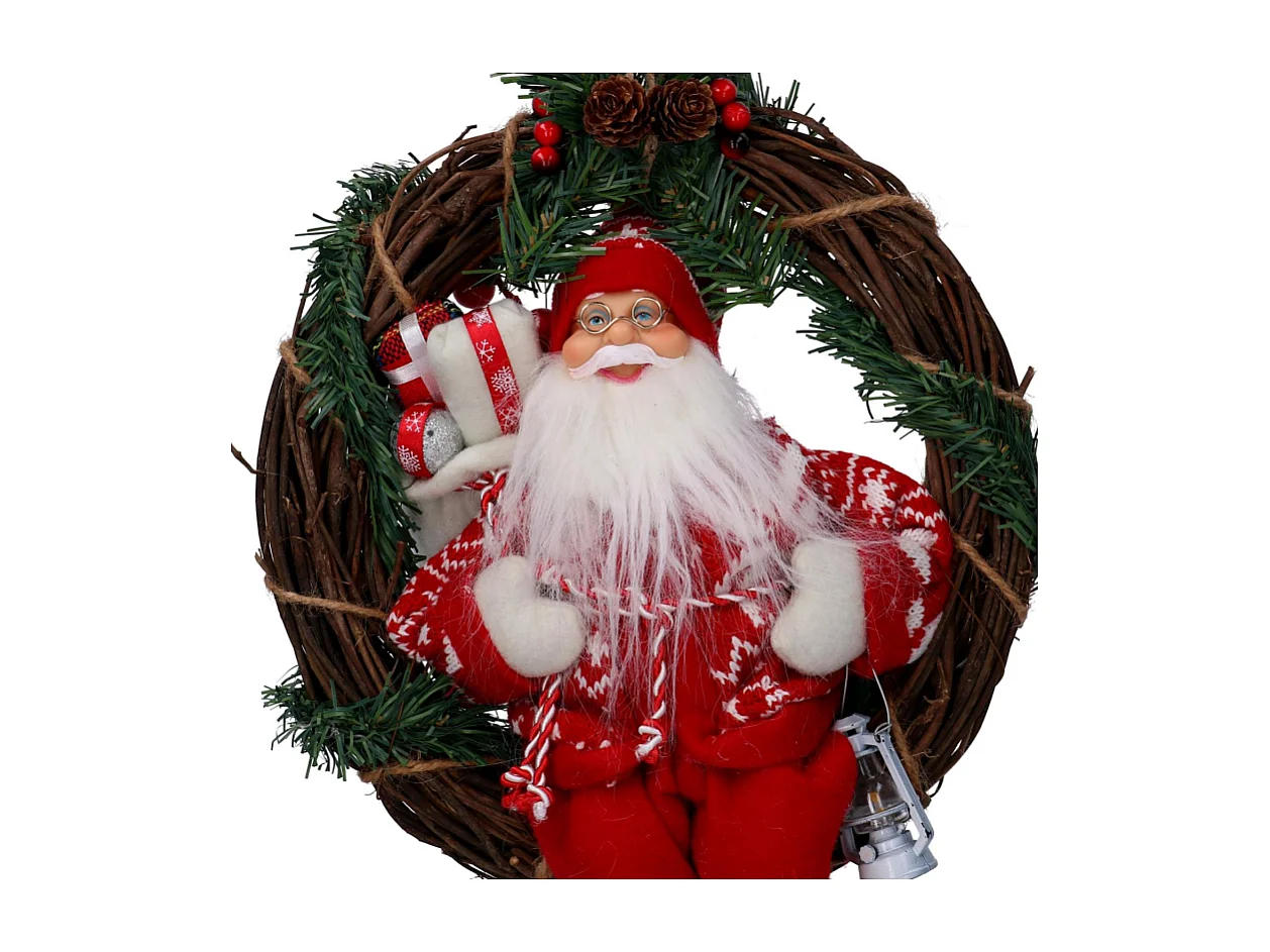 Babbo natale tessuto su ghirlanda rossocmø35