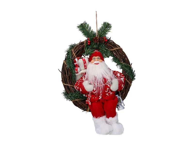 Babbo natale tessuto su ghirlanda rossocmø35