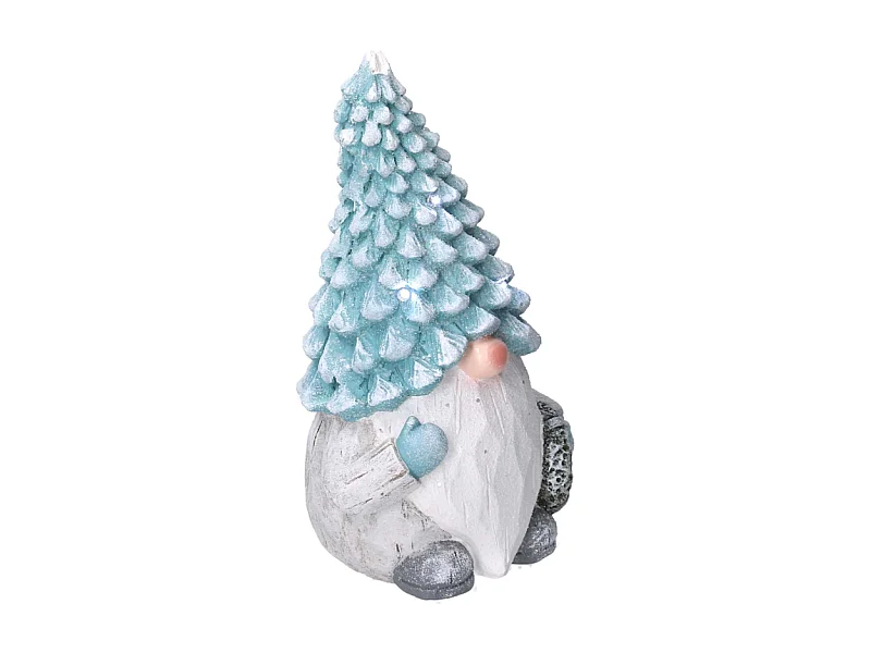 Gnomo resina azzurro seduto con led cm ø21,5h36,5