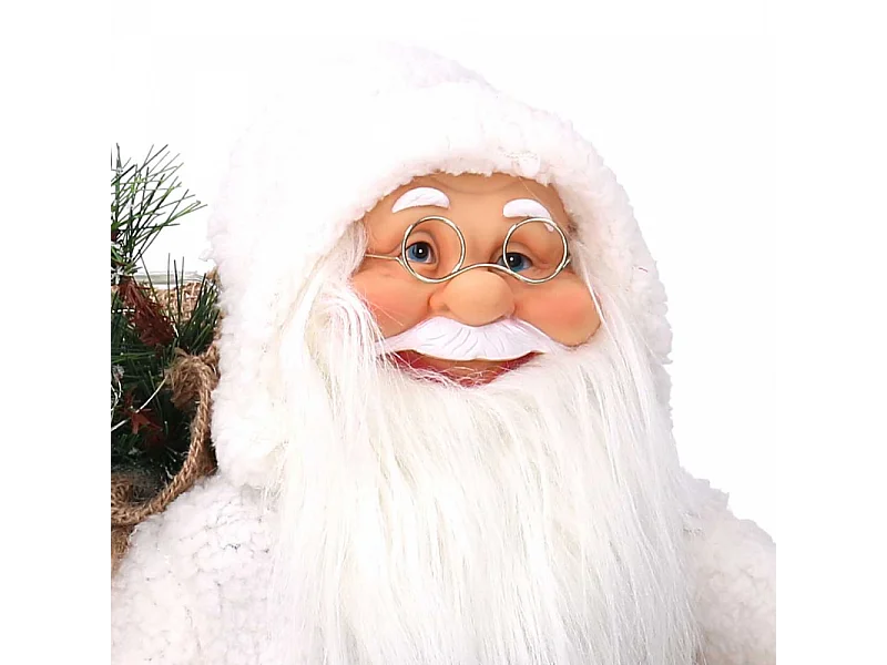 Babbo natale tessuto con led bianco e marrone cmh80