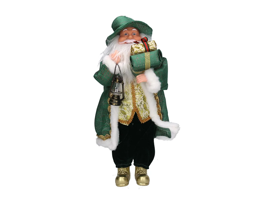 Babbo natale tessuto oro verde cm 20x10h45