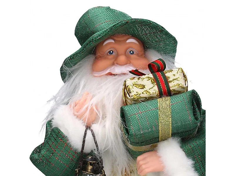 Babbo natale tessuto oro verde cm 20x10h45