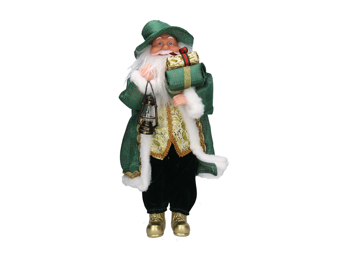 Babbo natale tessuto oro verde cm 20x10h45