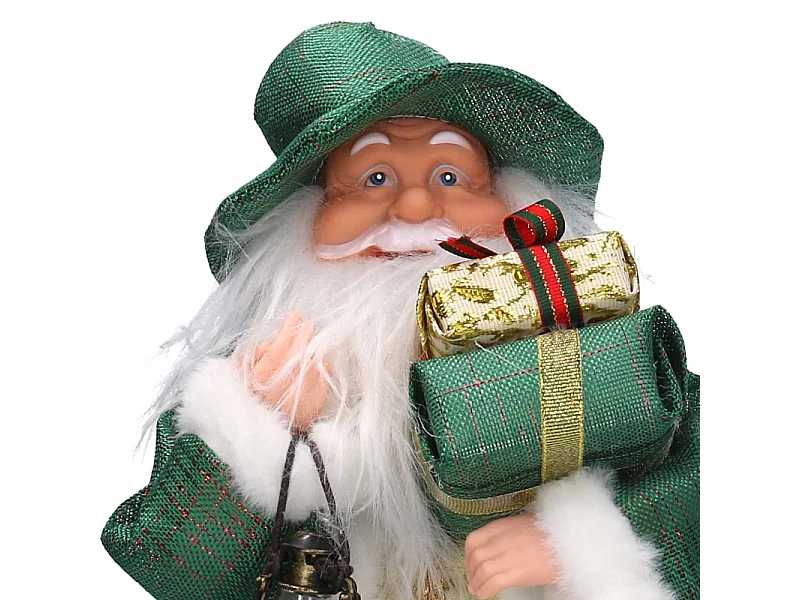 Babbo natale tessuto oro verde cm 20x10h45