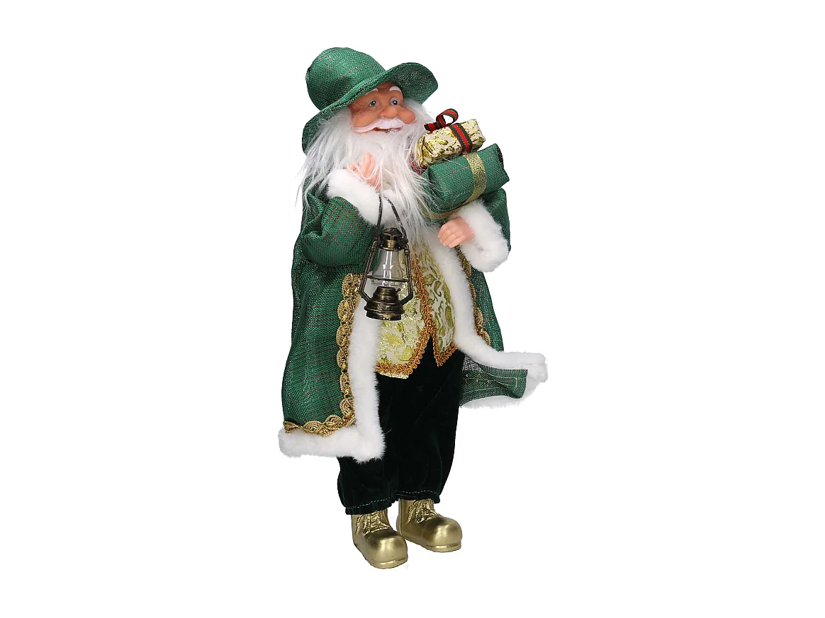 Babbo natale tessuto oro verde cm 20x10h45