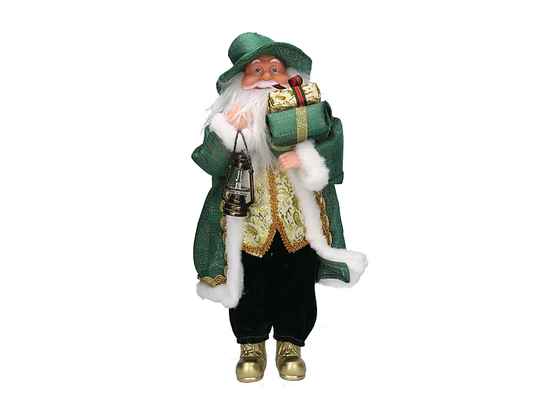 Babbo natale tessuto oro verde cm 20x10h45
