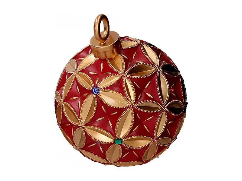 Sfera resina oro e con led rosso cm ø26h29,5