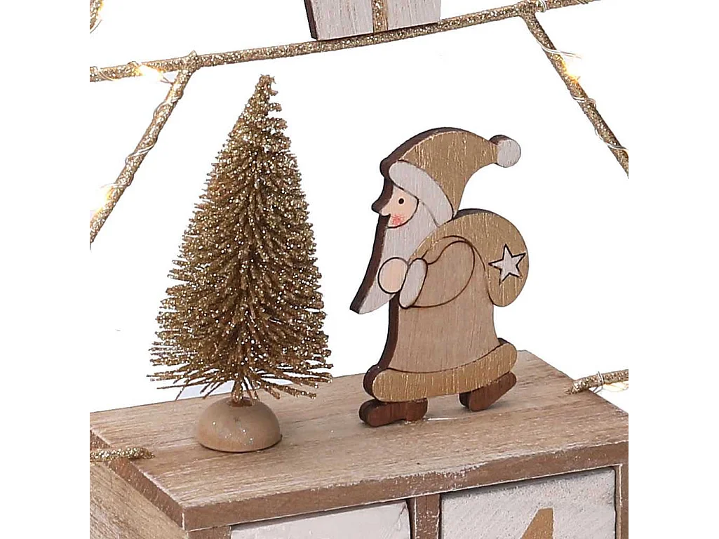 Calendario legno albero oro con led cm 18x7,5h31