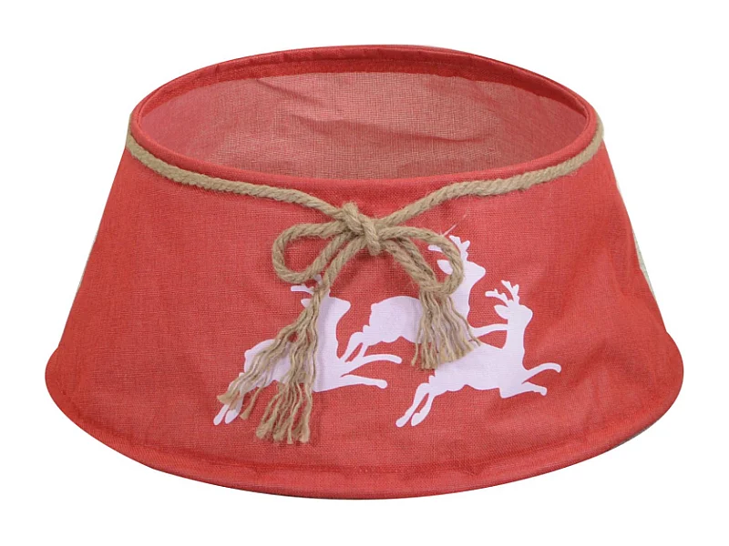 Copribase albero tessuto pieghevole renne rosso tondo cm ø56h25