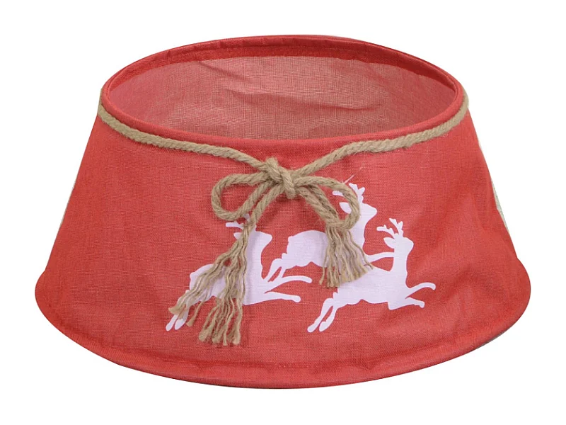 Copribase albero tessuto pieghevole renne rosso tondo cm ø56h25