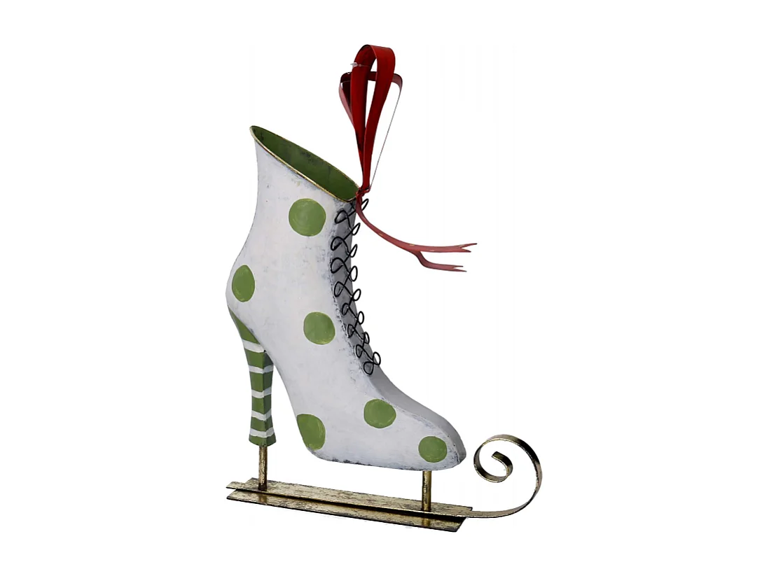 Pattini metallo verde e bianco cm 30x11,5h38,1