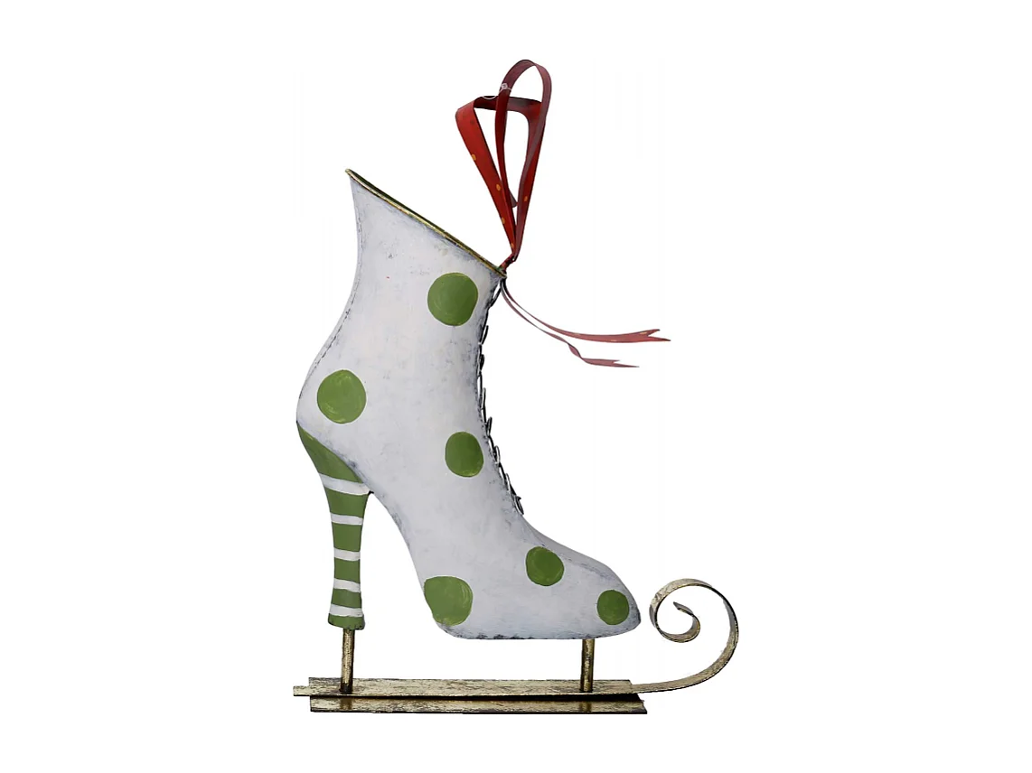 Pattini metallo verde e bianco cm 30x11,5h38,1