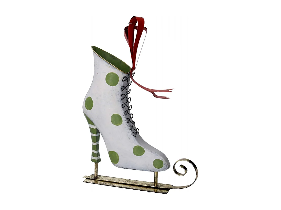 Pattini metallo verde e bianco cm 30x11,5h38,1