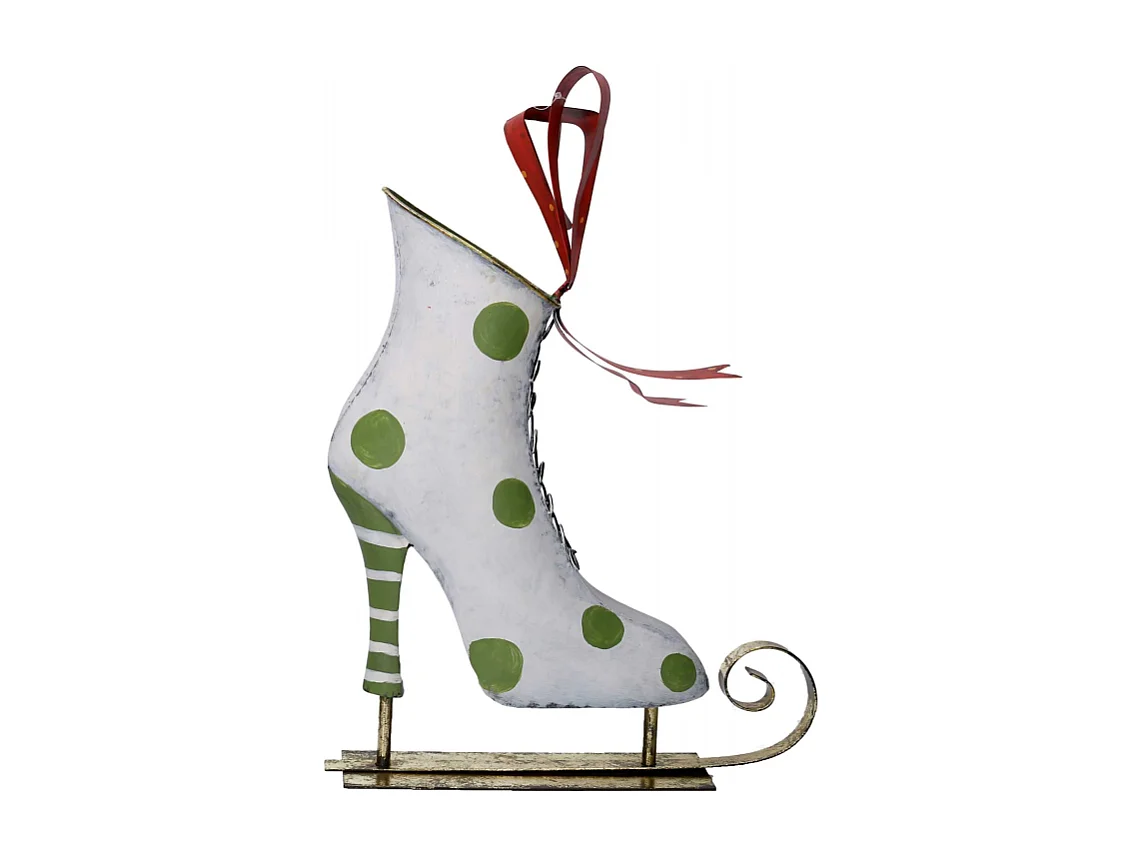 Pattini metallo verde e bianco cm 30x11,5h38,1