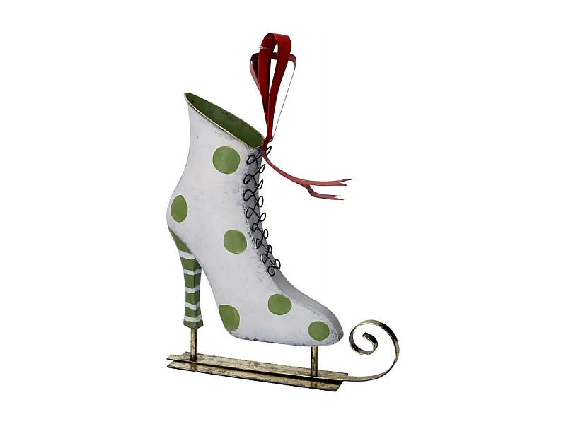 Pattini metallo verde e bianco cm 30x11,5h38,1