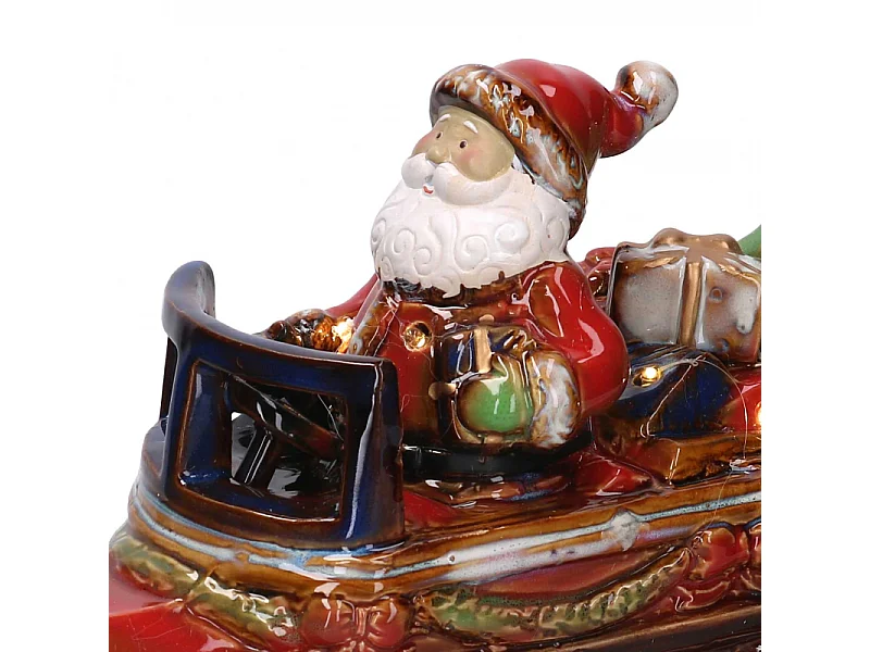Babbo natale ceramica su macchina rossocm39x17h28