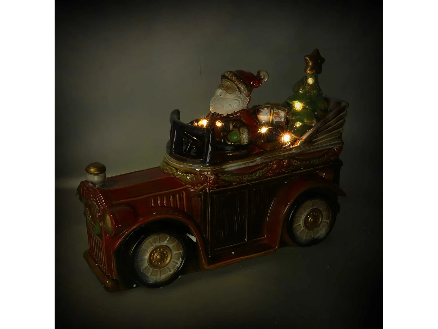 Babbo natale ceramica su macchina rossocm39x17h28