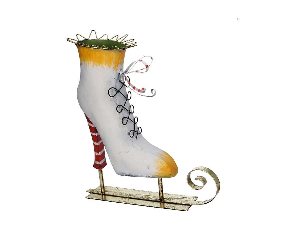 Pattini metallo giallo e bianco cm 27,3x10,8h33