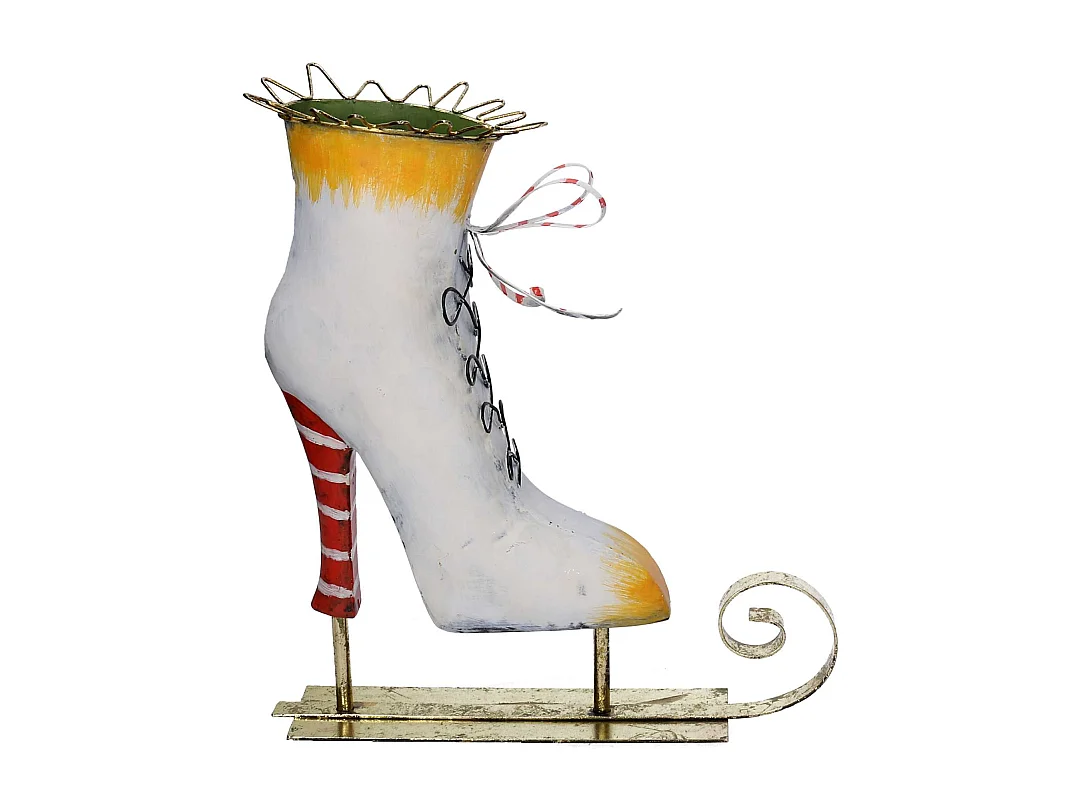 Pattini metallo giallo e bianco cm 27,3x10,8h33