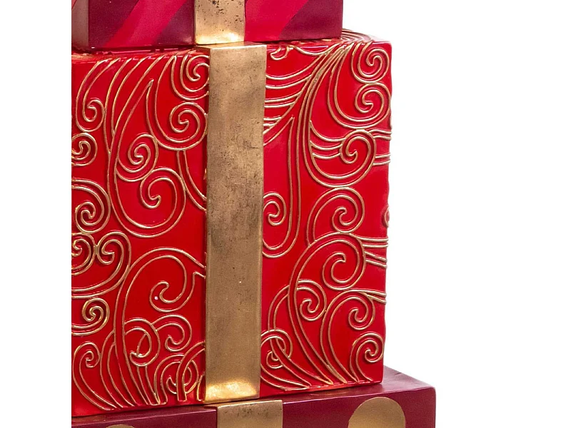 Pacco regalo resina trio oro e rosso cm 47x47h129