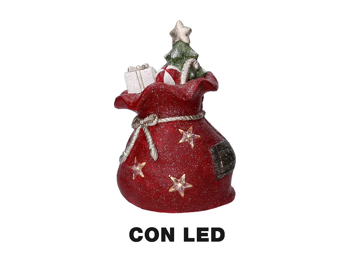 Pacco regalo resina led rosso cm 27x22h40