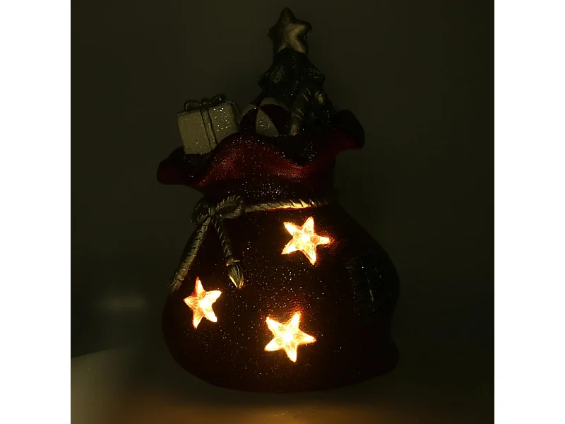 Pacco regalo resina led rosso cm 27x22h40