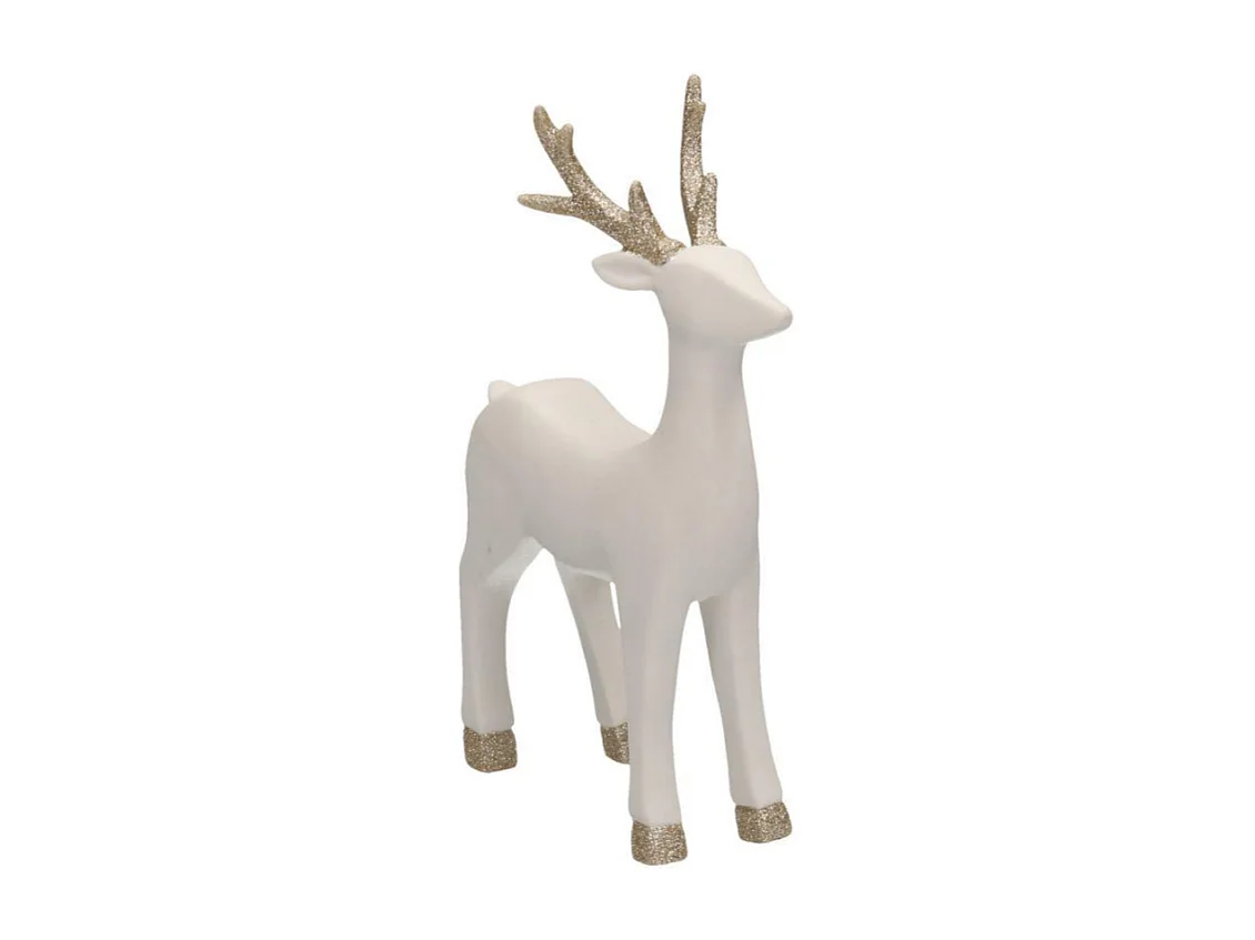 Renna ceramica bianco oro cm 15x6h23