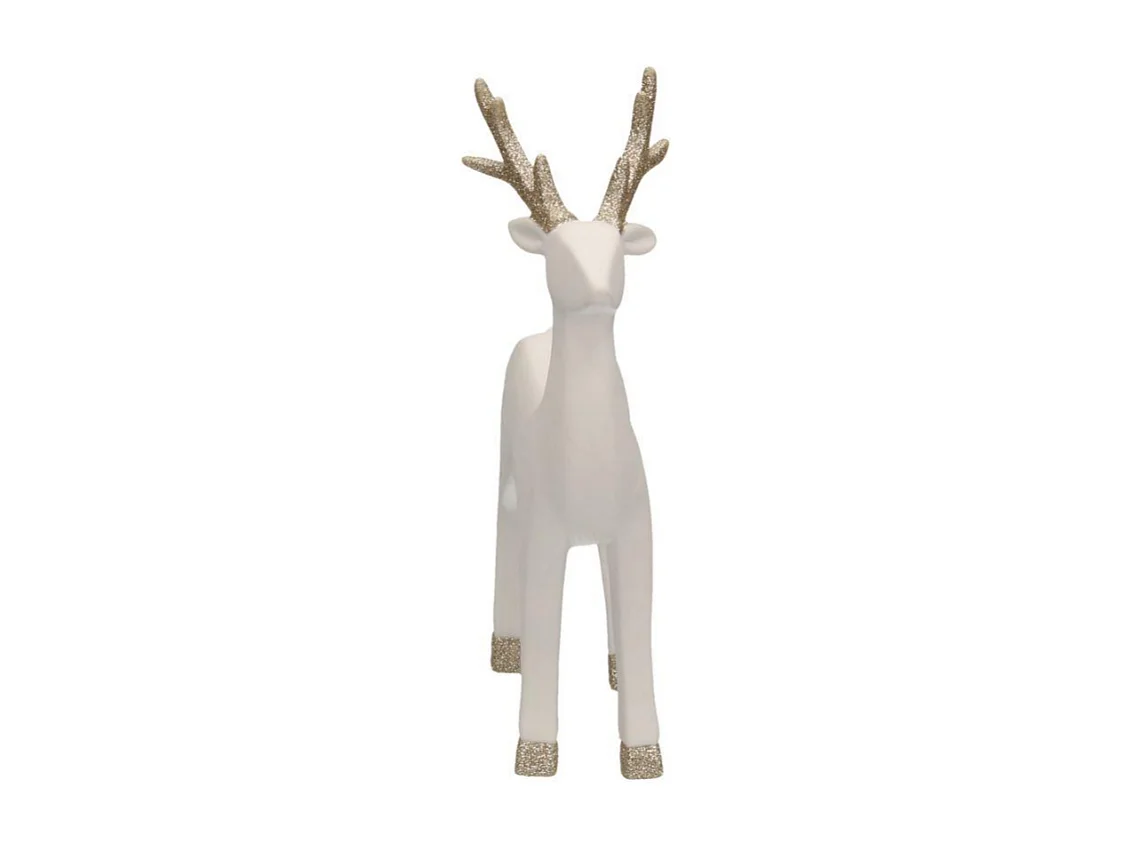 Renna ceramica bianco oro cm 15x6h23