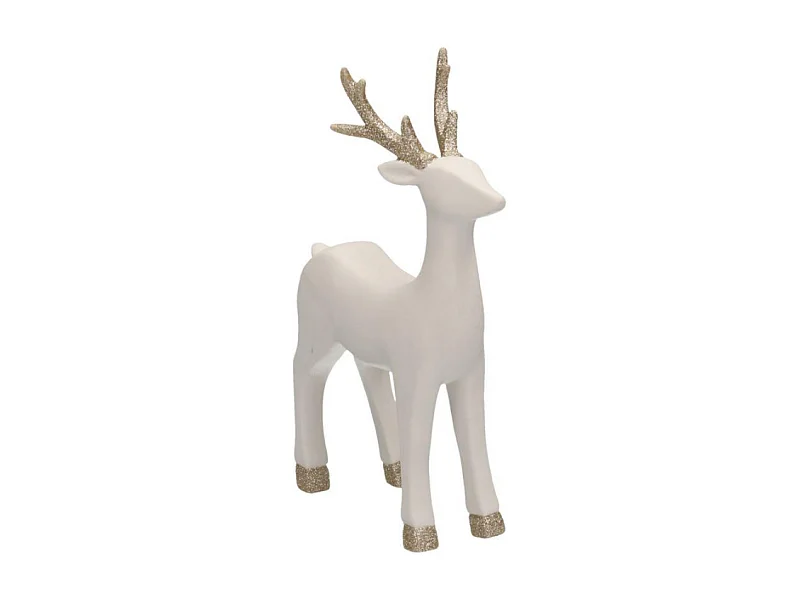 Renna ceramica bianco oro cm 15x6h23