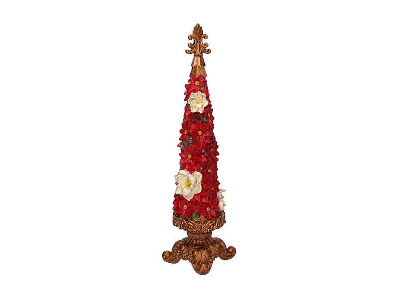 Albero resina con fiori rosso cm 13x13h47,5