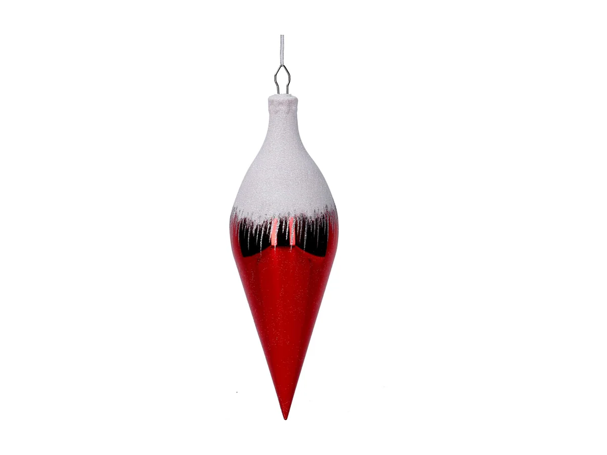 Sfera plastica goccia innevata rosso cmh40