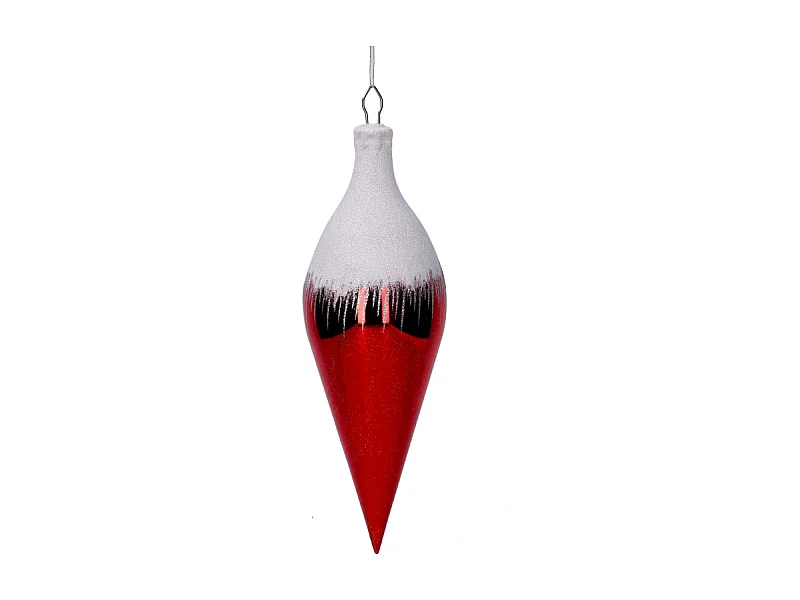 Sfera plastica goccia innevata rosso cmh40