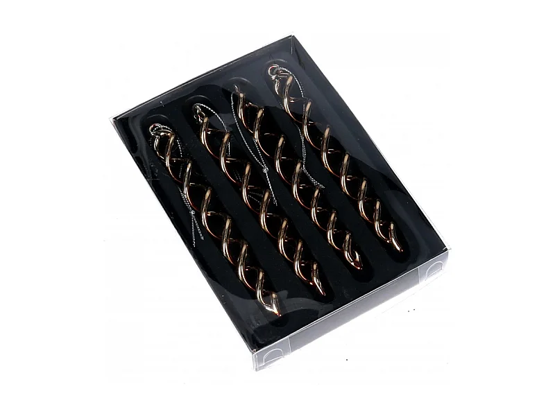 Addobbo per albero vetro ghiacciolo spirale conf. 4pz oro cm 16x12h2,5