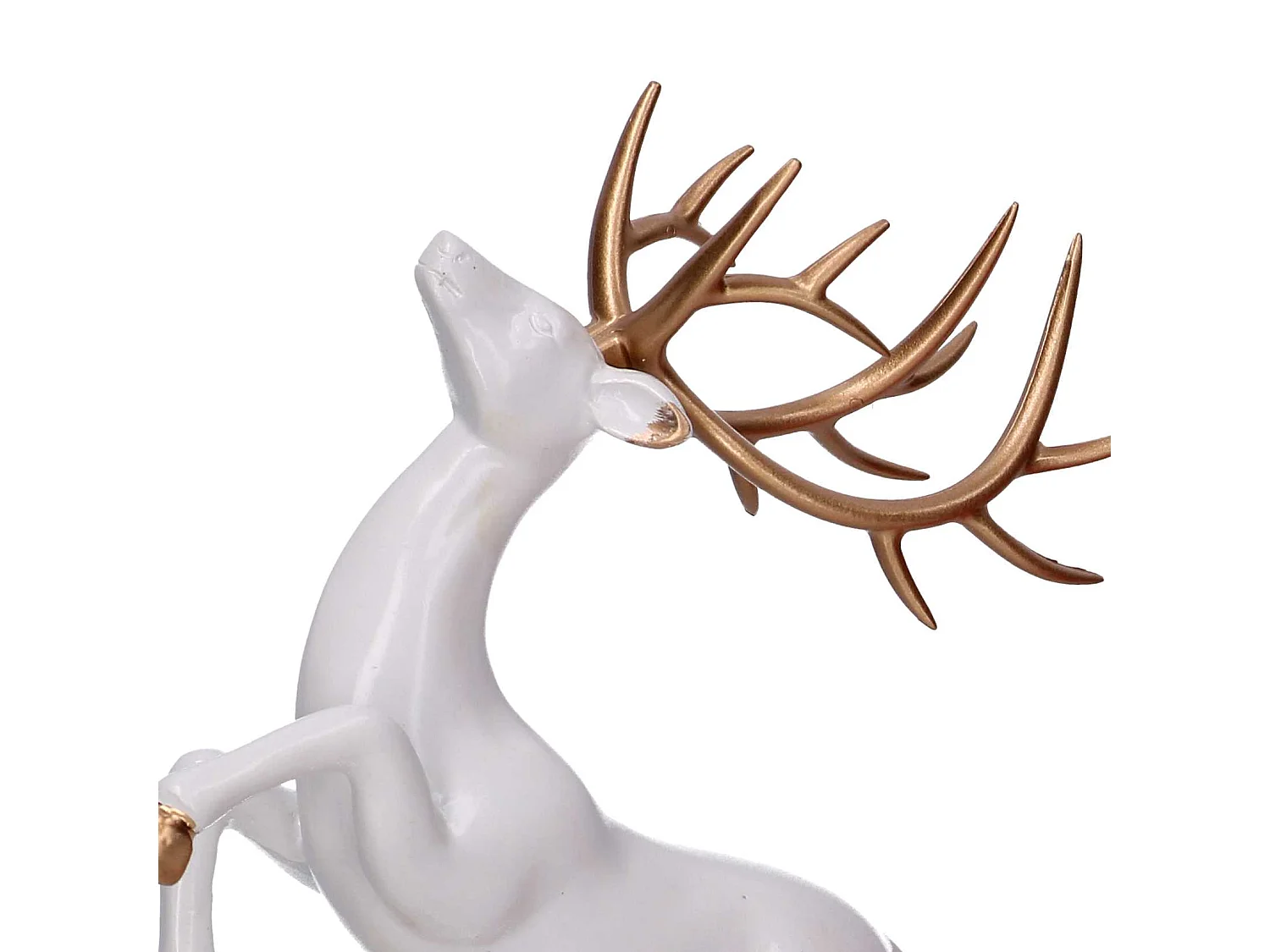 Renna resina su rocce oro e bianco cm 20x7,5h27,5